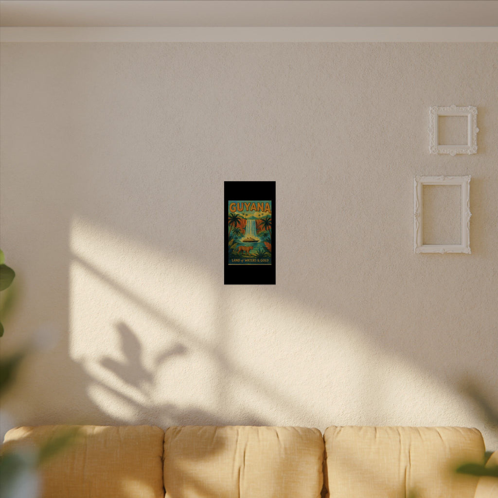 Guyana Waterfall Travel Poster — Textured Watercolor Matte Print ("Land of Waters & Gold")